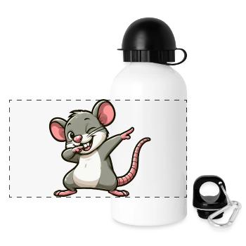 Rat and Mouse Dabbing Cartoon - Panoramic Thermal Bottle with Lid 500 ml - white - Front