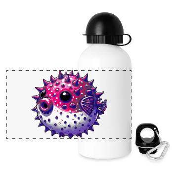 Kugelfisch - Panorama Trinkflasche mit Deckel 500 ml - Weiß - Vorne