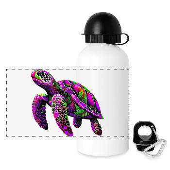 Schildkröte - Panorama Trinkflasche mit Deckel 500 ml - Weiß - Vorne