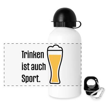 Drinking is also sports, celebrations, parties, beer, wheat - Panoramic Thermal Bottle with Lid 500 ml - white - Front