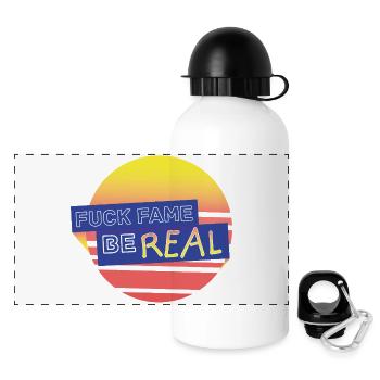 fuckfame be Real - Panorama Trinkflasche mit Deckel 500 ml - Weiß - Vorne