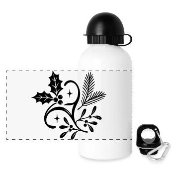 Yule mystique avec gui, sapin et houx - Gourde panoramique avec couvercle 500 ml - blanc - Devant