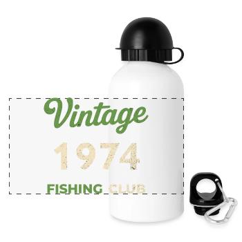 Millésime 1974 – Année de naissance rétro du club de pêche - Gourde panoramique avec couvercle 500 ml - blanc - Devant