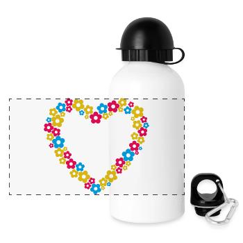 Heart Flowers Retro Look - Panoramic Thermal Bottle with Lid 500 ml - white - Front