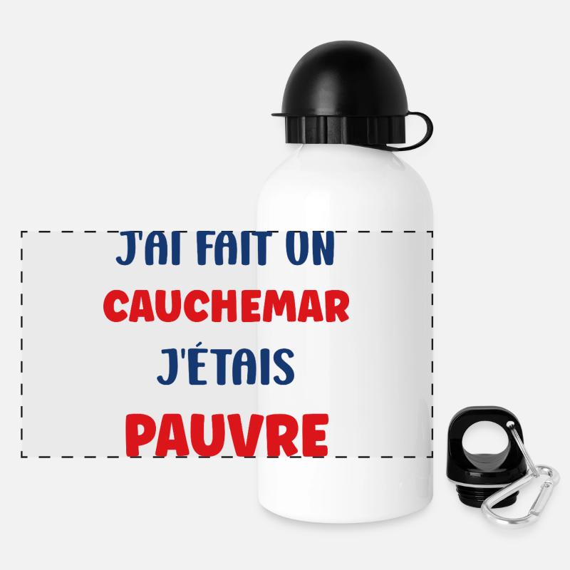 Ich hatte einen Albtraum, ich war arm - Panorama Trinkflasche mit Deckel 500 ml - Weiß