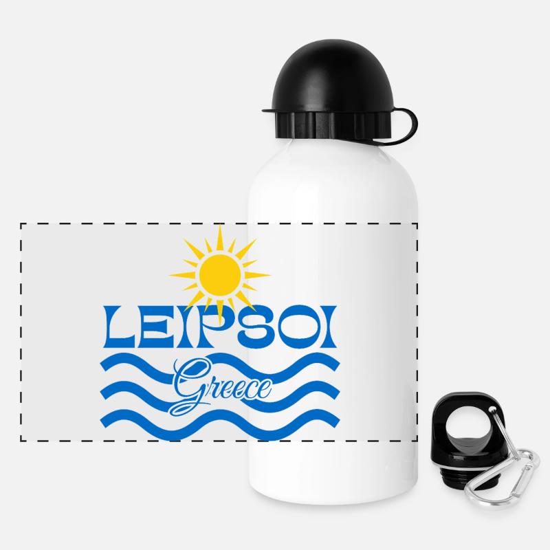 Leipsoi Grèce Vagues de mer Soleil - Gourde panoramique avec couvercle 500 ml - blanc