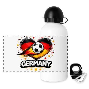 Graphique du cœur du football allemand - Gourde panoramique avec couvercle 500 ml - blanc - Devant