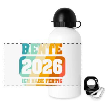 Ruhestand Rentner Rente 2026 - Panorama Trinkflasche mit Deckel 500 ml - Weiß - Vorne