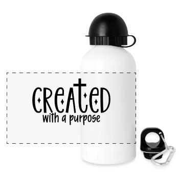 Created With A Purpose - Panorama Trinkflasche mit Deckel 500 ml - Weiß - Vorne