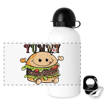 Yummy Hamburger Love - Buger - Brötchen - Fastfood - Panorama Trinkflasche mit Deckel 500 ml - Weiß - Vorne