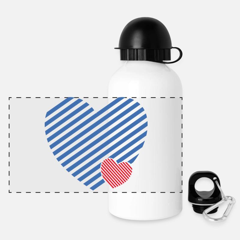 Double Heart - Design textile gift idea - Panoramic Thermal Bottle with Lid 500 ml - white