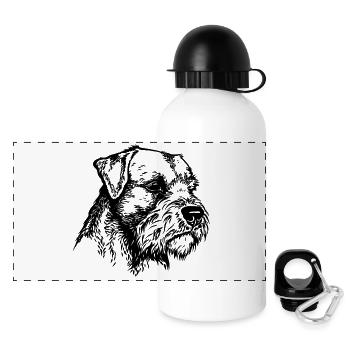 Border Terrier Portrait 2 - Gourde panoramique avec couvercle 500 ml - blanc - Devant