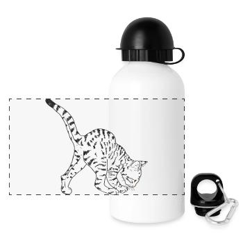 Black Cat - Panoramic Thermal Bottle with Lid 500 ml - white - Front