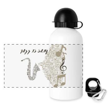 Conception de saxophone musical en notes - Gourde panoramique avec couvercle 500 ml - blanc - Devant