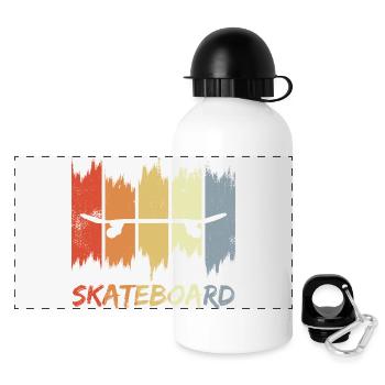Skateboard Retro Look - Panoramic Thermal Bottle with Lid 500 ml - white - Front