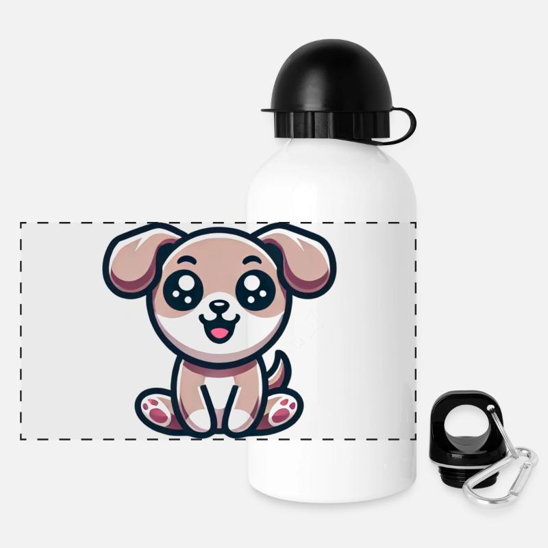 Niedlicher Hund - Panorama Trinkflasche mit Deckel 500 ml - Weiß