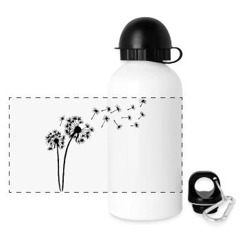 Black dandelion in the wind - Panoramic Thermal Bottle with Lid 500 ml - white - Front