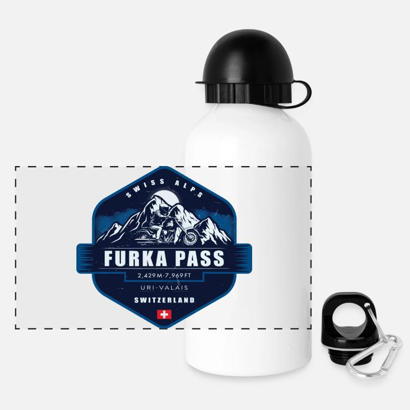 Furka Pass, Switzerland - Panoramic Thermal Bottle with Lid 500 ml - white
