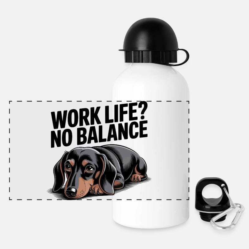 Sad Dachshund Dog - Panoramic Thermal Bottle with Lid 500 ml - white
