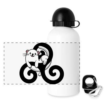 Bretonische Bretonische Hermine – Breizh Symbol Triskel - Panorama Trinkflasche mit Deckel 500 ml - Weiß - Vorne