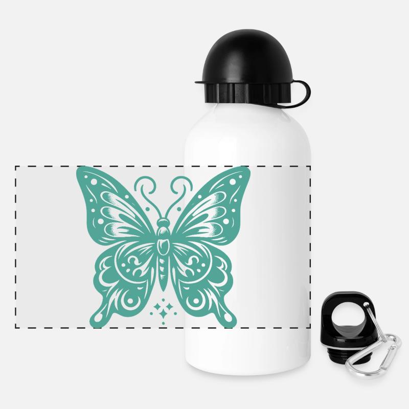 Papillon Éthéré Design pour T-Shirts - Gourde panoramique avec couvercle 500 ml - blanc