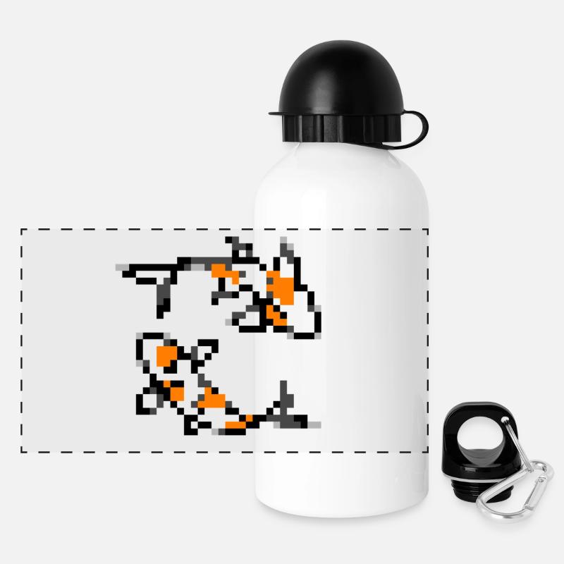 Pixelart Koi - Panorama Trinkflasche mit Deckel 500 ml - Weiß