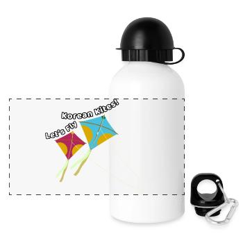 Let’s fly Korean kites – Drachen Design - Panorama Trinkflasche mit Deckel 500 ml - Weiß - Vorne