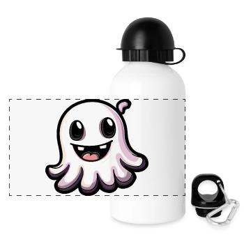 Fantôme Halloween Bande dessinée mignonne - Gourde panoramique avec couvercle 500 ml - blanc - Devant