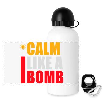 Calme comme une bombe Paradoxe Ironie Humour Blague explosive - Gourde panoramique avec couvercle 500 ml - blanc - Devant