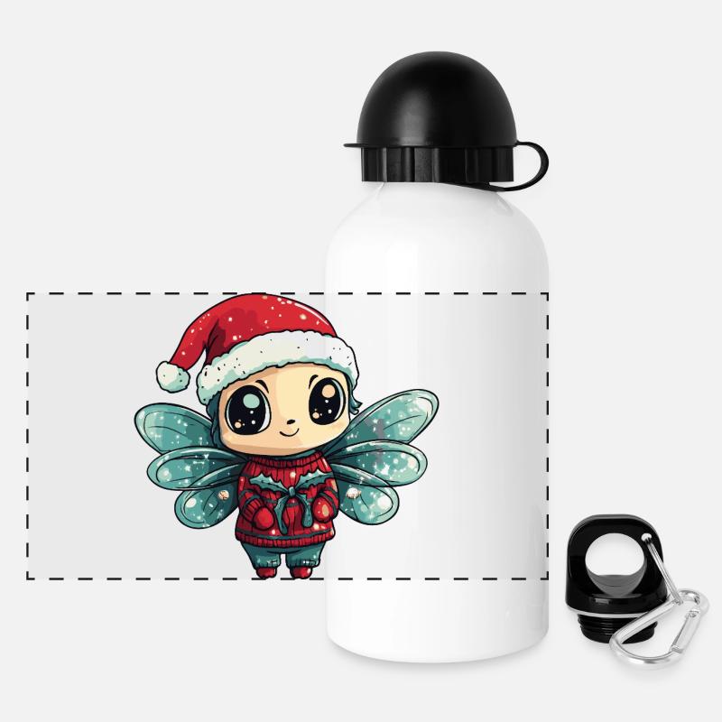 Libelle Weihnachten - Panorama Trinkflasche mit Deckel 500 ml - Weiß