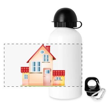 Colorful House – Friendly Home Motif - Panoramic Thermal Bottle with Lid 500 ml - white - Front
