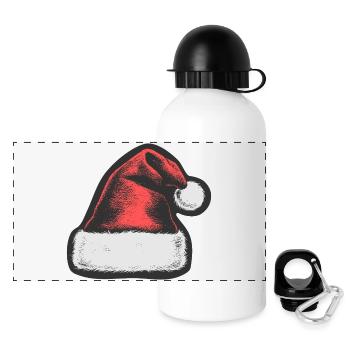 chapeau de Noël rouge - Gourde panoramique avec couvercle 500 ml - blanc - Devant