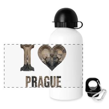 Prague – Arches en pierre et gothiques - Gourde panoramique avec couvercle 500 ml - blanc - Devant