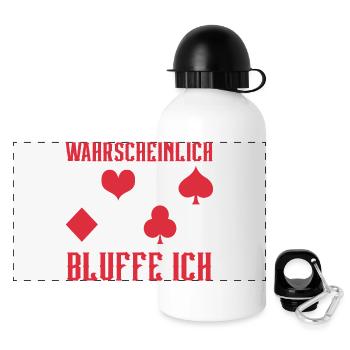 Poker, probablement que je bluffe - Gourde panoramique avec couvercle 500 ml - blanc - Devant