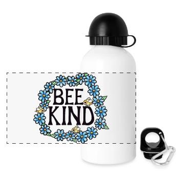 Be Kind Floral Circle - Panorama Trinkflasche mit Deckel 500 ml - Weiß - Vorne