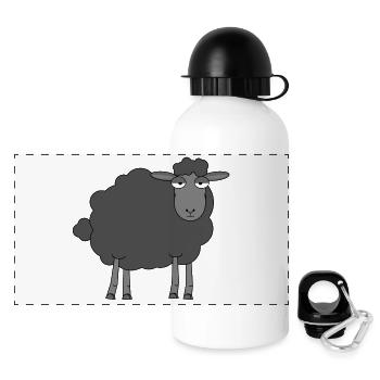 Baaaa-d To The Bone | Black Sheep illustration - Panoramic Thermal Bottle with Lid 500 ml - white - Front