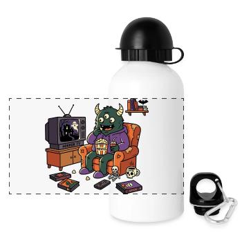 Monster Cinema Horror Movies Popcorn - Panoramic Thermal Bottle with Lid 500 ml - white - Front