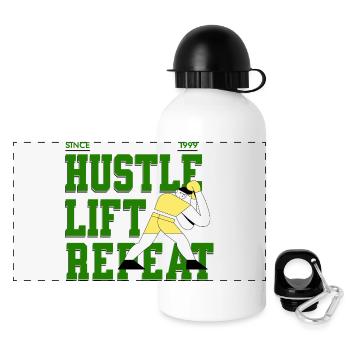 Hustle Lift Repeat – Gym Lifestyle - Panoramic Thermal Bottle with Lid 500 ml - white - Front