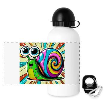 Schnecke - Panorama Trinkflasche mit Deckel 500 ml - Weiß - Vorne
