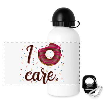 Glasierte Donut Abbildung mit Inschrift - Panorama Trinkflasche mit Deckel 500 ml - Weiß - Vorne
