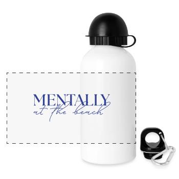MENTALLY at the beach - Panorama Trinkflasche mit Deckel 500 ml - Weiß - Vorne