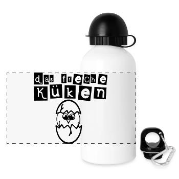 Das freche Küken Freundin Mädchen Kind Geschenk - Panorama Trinkflasche mit Deckel 500 ml - Weiß - Vorne