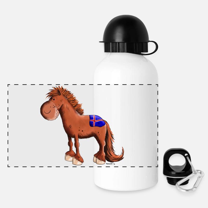 Funny Icelandic Horse - Panoramic Thermal Bottle with Lid 500 ml - white