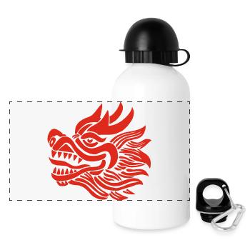Chinesischer Drachenkopf (Rot) - Panorama Trinkflasche mit Deckel 500 ml - Weiß - Vorne