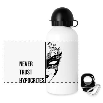 Traue niemals Heuchlern - Panorama Trinkflasche mit Deckel 500 ml - Weiß - Vorne