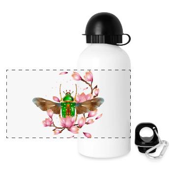 Stephanorrhina guttata species with magnolia - Panoramic Thermal Bottle with Lid 500 ml - white - Front