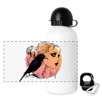 Girl gothic black raven melancholy Women's Day - Panoramic Thermal Bottle with Lid 500 ml - white - Front