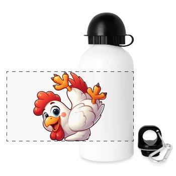 Poule Poule Coq Équilibre Sur La Tête Acrobatiques - Gourde panoramique avec couvercle 500 ml - blanc - Devant