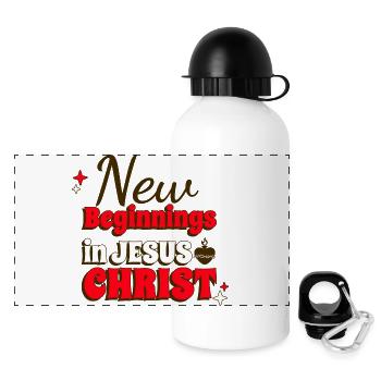 Nouveaux Départs en Jésus Christ - Gourde panoramique avec couvercle 500 ml - blanc - Devant