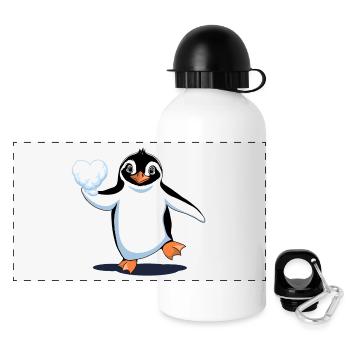 Penguin in Love - Panoramic Thermal Bottle with Lid 500 ml - white - Front